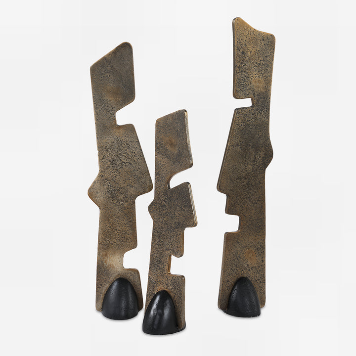 GEOMETRIC ECHOES BRONZE SCULPTURES | SET OF 3