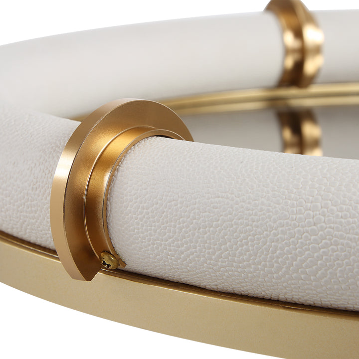 CYPRUS WHITE SHAGREEN MIRRORED TRAY