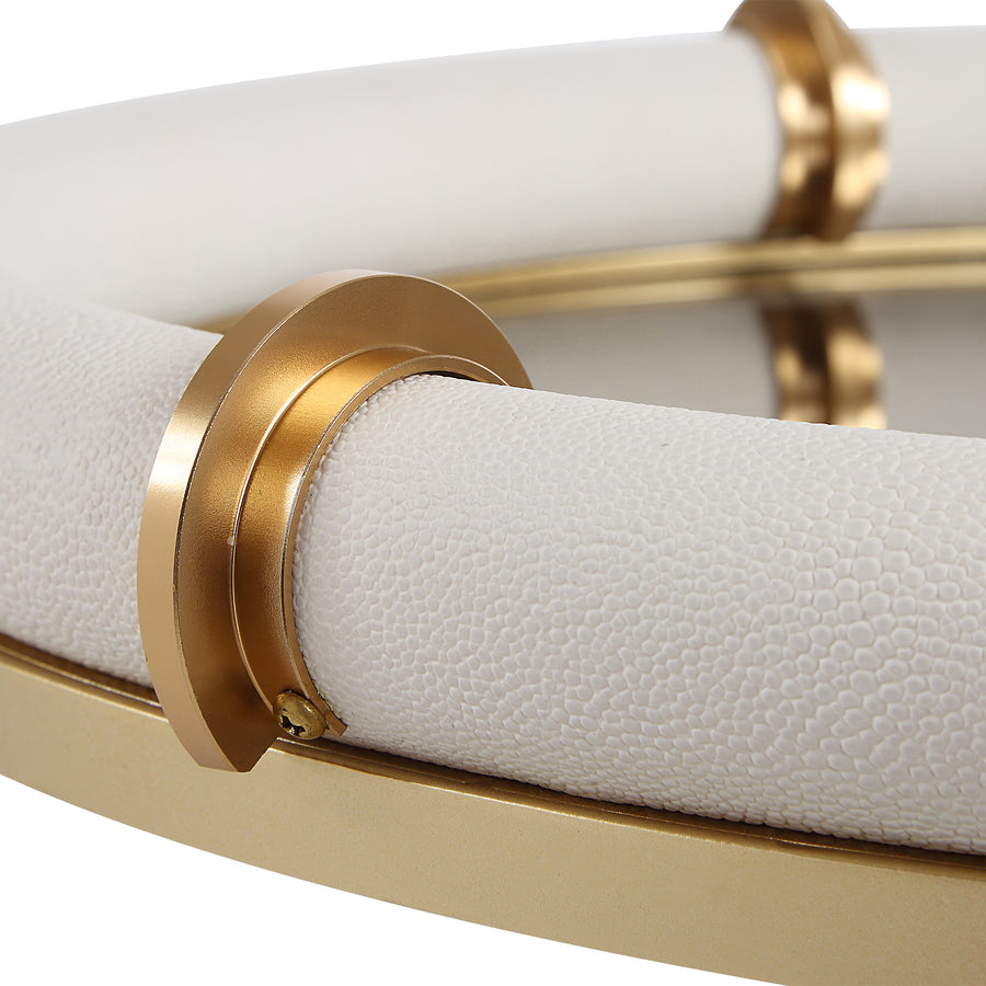 CYPRUS WHITE SHAGREEN MIRRORED TRAY