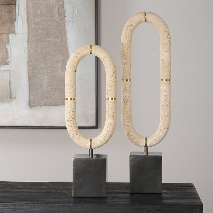 OVAL TRAVERTINE FUSION SCULPTURES