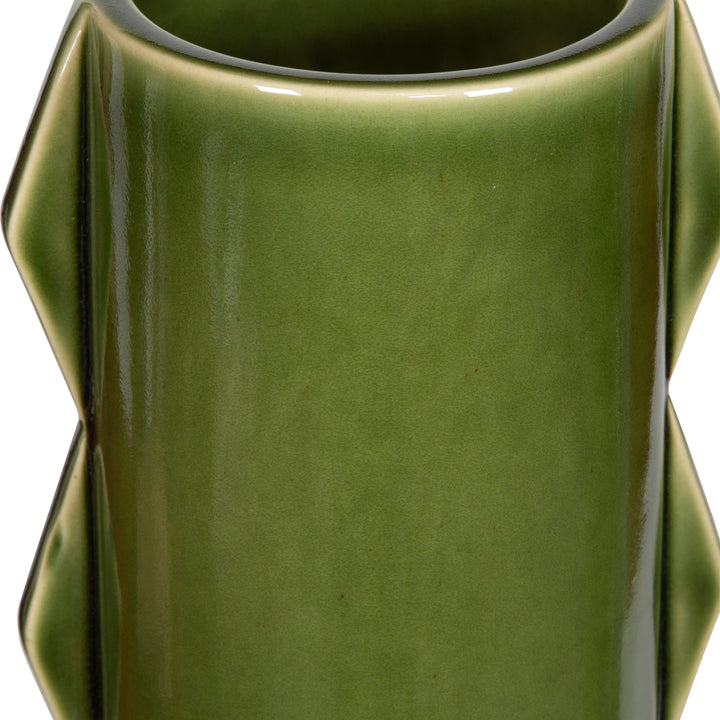 MEANDER GREEN CERAMIC VASES | SET OF 2