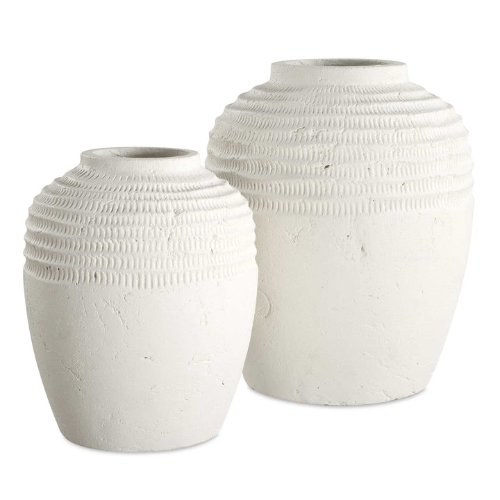 LUNA RIDGE WHITE CERAMIC VASE SET