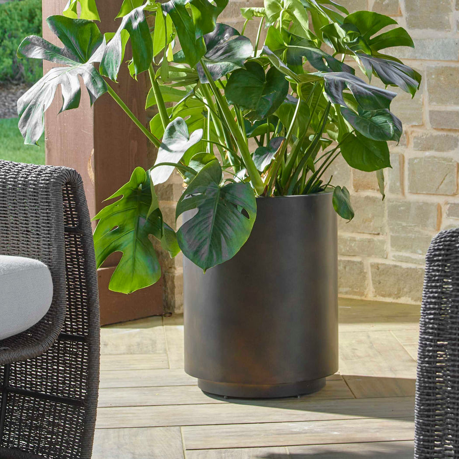 VOLCAN MATTE BRONZE OUTDOOR PLANTERS SET/2