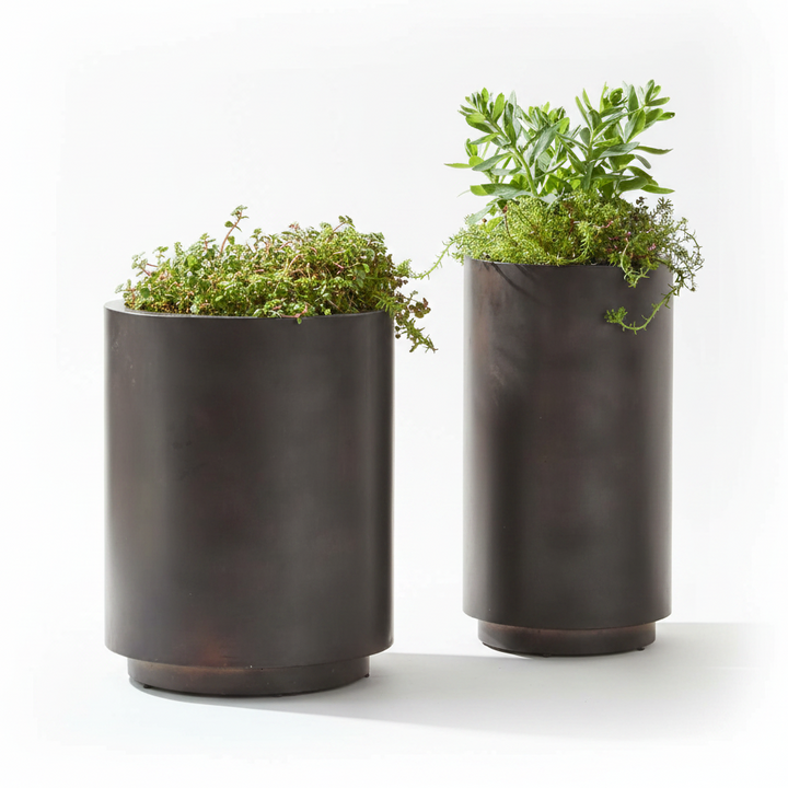 VOLCAN MATTE BRONZE OUTDOOR PLANTERS SET/2