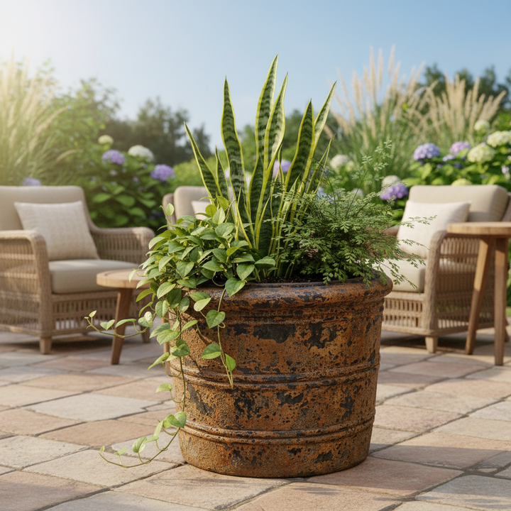 WEATHERED RELIC RUSTIC OUTDOOR PLANTER