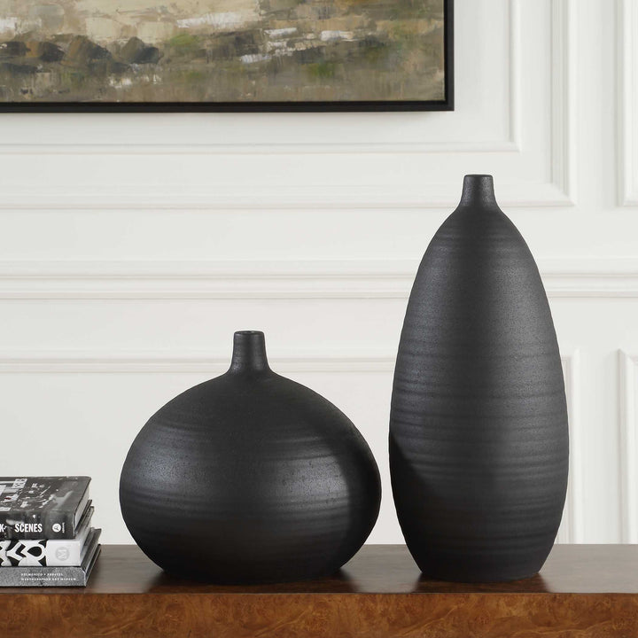 BOWER BLACK VASES | SET OF 2