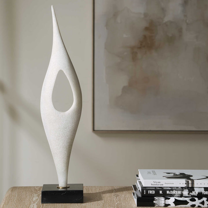 FLUID DROP WHITE STONE SCULPTURE