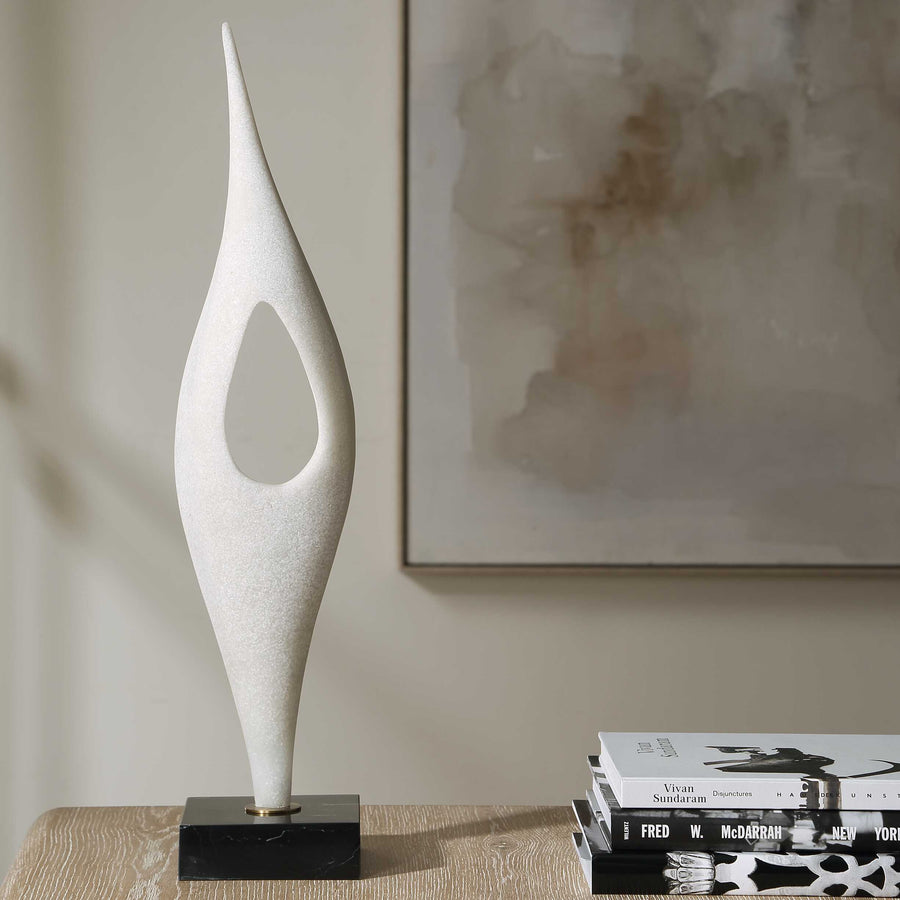 FLUID DROP WHITE STONE SCULPTURE