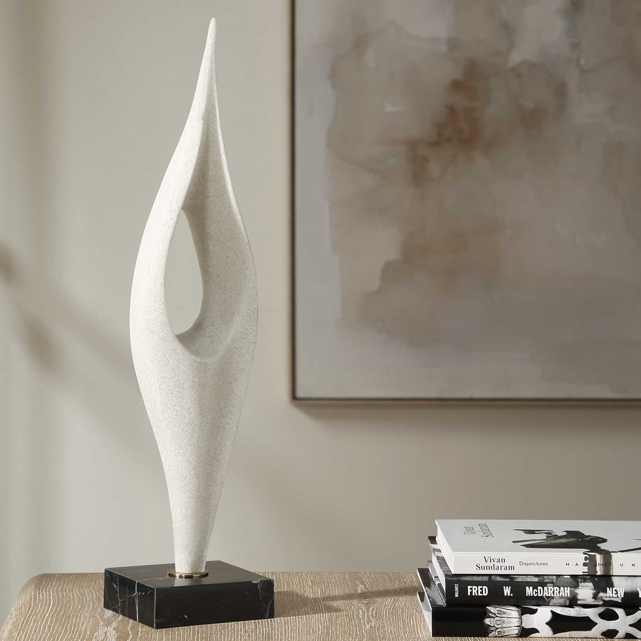 FLUID DROP WHITE STONE SCULPTURE