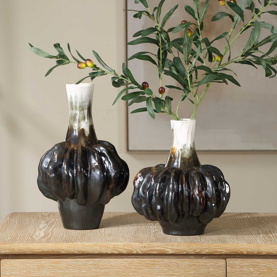 UMBRIAN CERAMIC GOURD VASES | SET OF 2