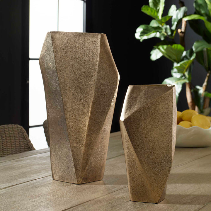 GEOFORM INDOOR-OUTDOOR BRASS VASES