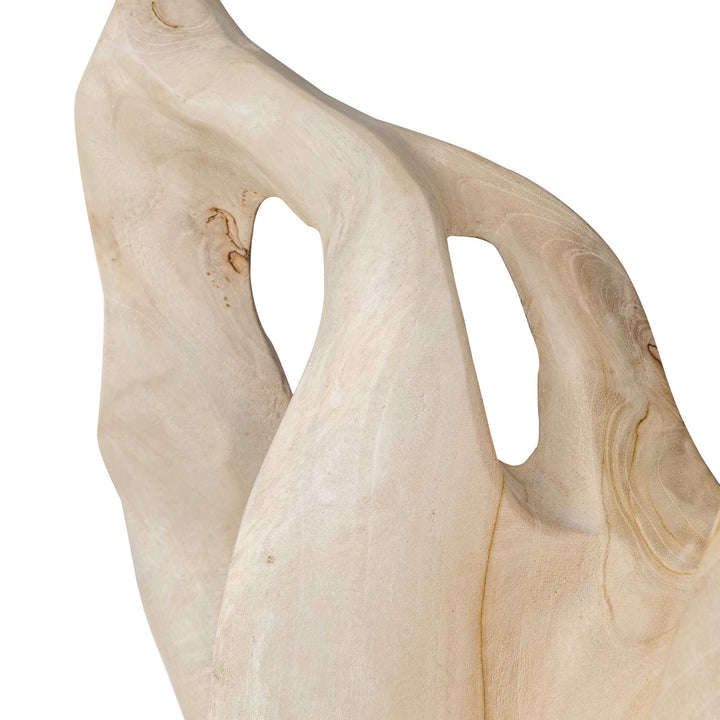 HOLLOW FORM BLEACHED WOOD SCULPTURE