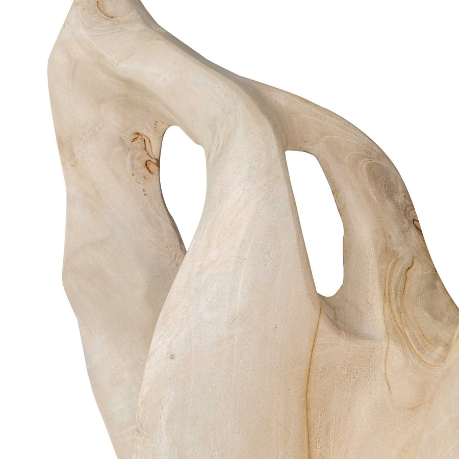 HOLLOW FORM BLEACHED WOOD SCULPTURE