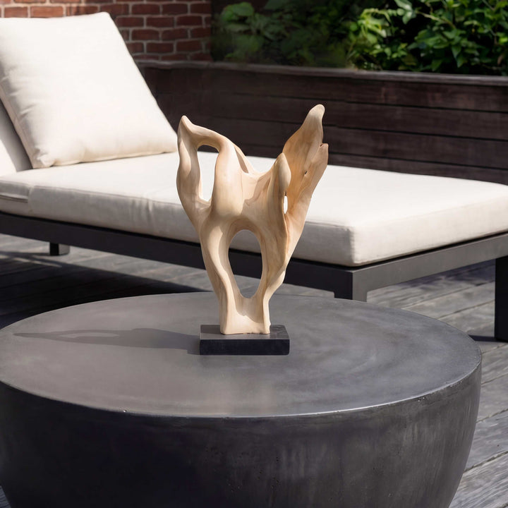 HOLLOW FORM BLEACHED WOOD SCULPTURE