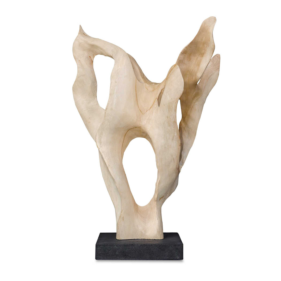 decorative object on a wooden shelf, textured wall background