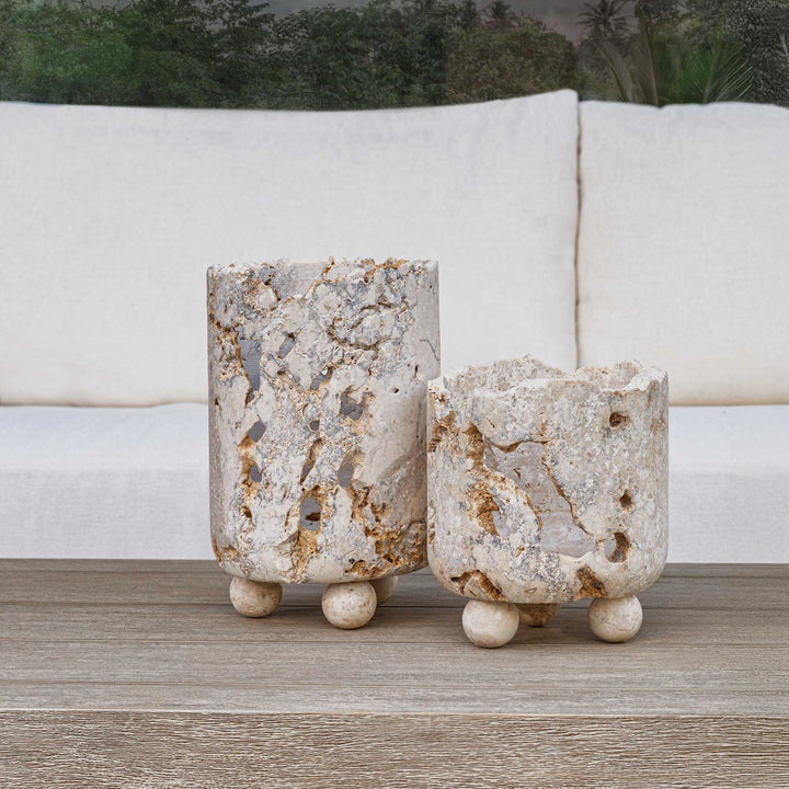 QUARRIED STONE CANDLEHOLDER SET