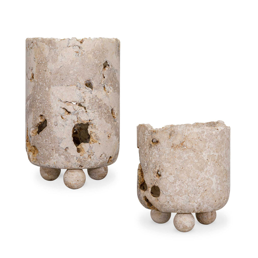 QUARRIED STONE CANDLEHOLDER SET