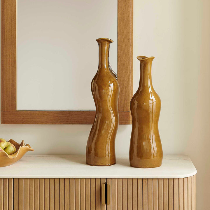 SIENNA FLOW CERAMIC BOTTLE VASE SET