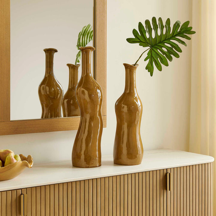 SIENNA FLOW CERAMIC BOTTLE VASE SET