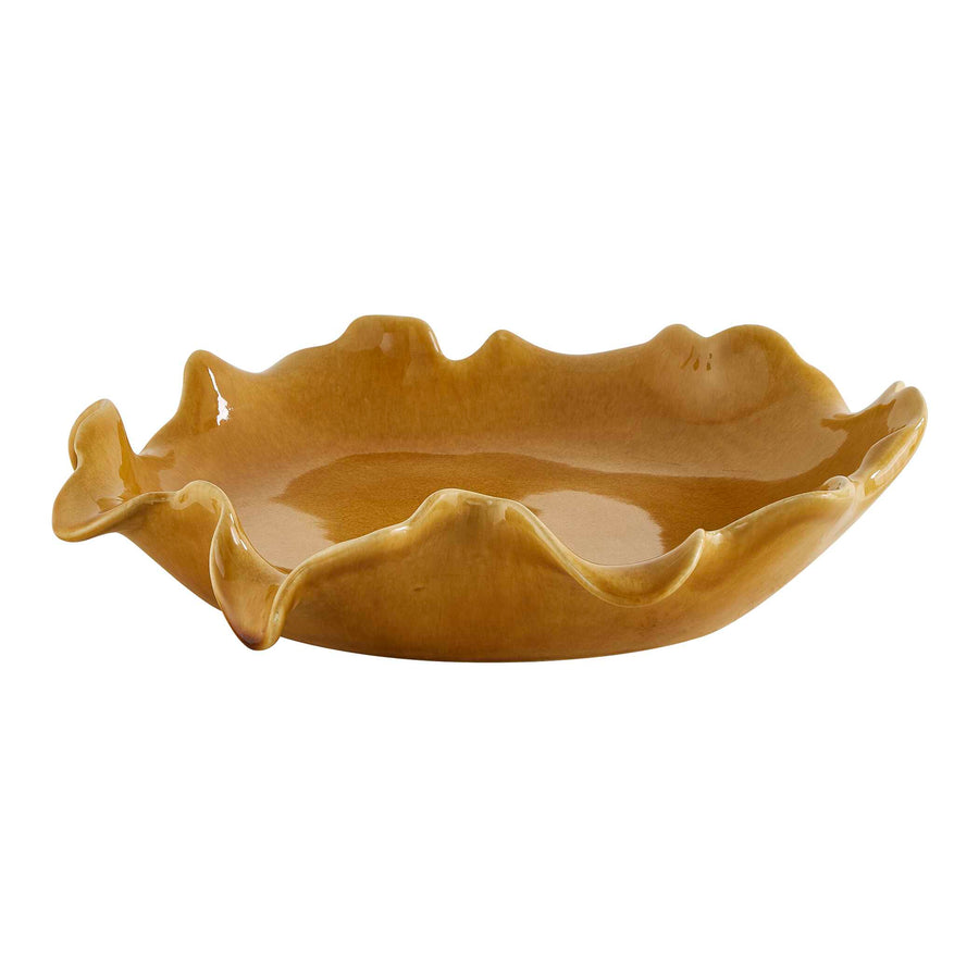 GOLDEN CREST RUFFLE CERAMIC BOWL