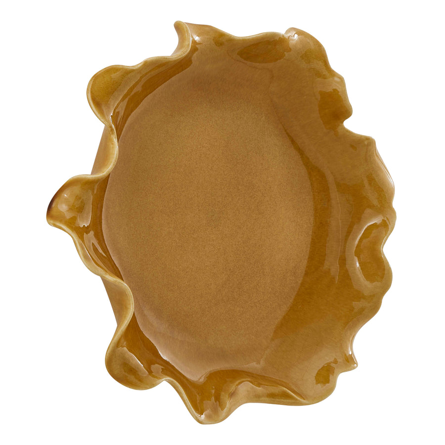 GOLDEN CREST RUFFLE CERAMIC BOWL