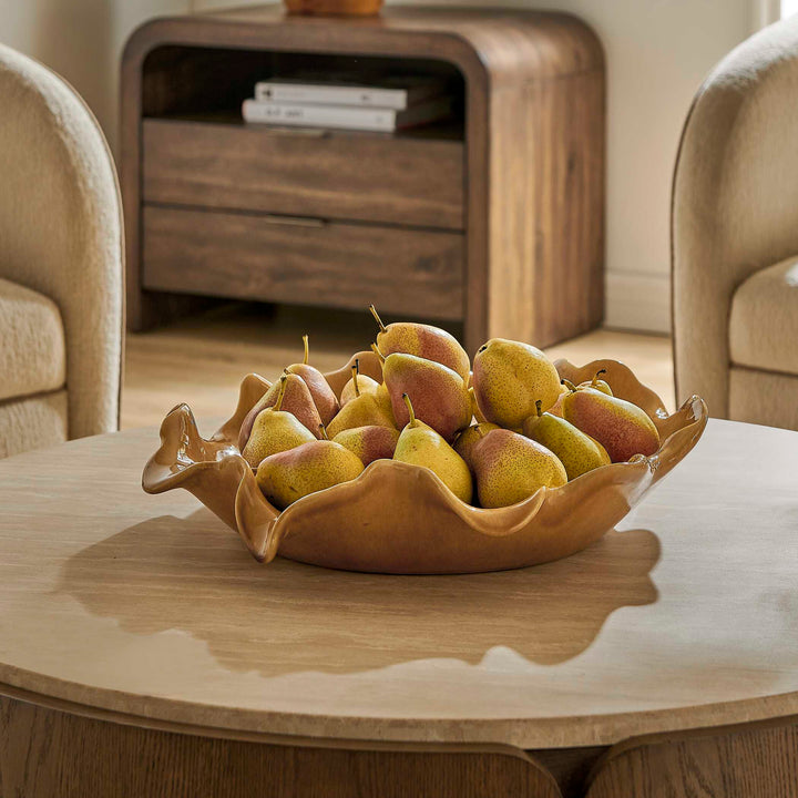 GOLDEN CREST RUFFLE CERAMIC BOWL