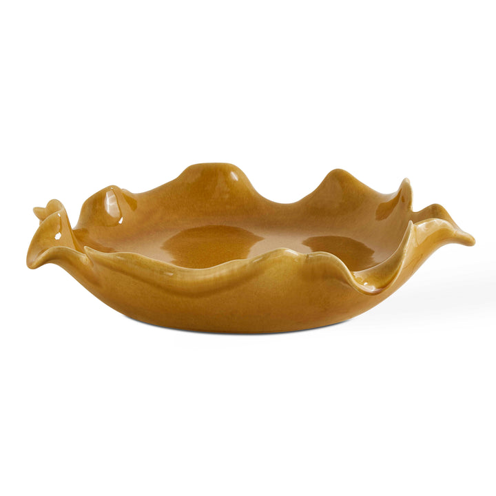 GOLDEN CREST RUFFLE CERAMIC BOWL