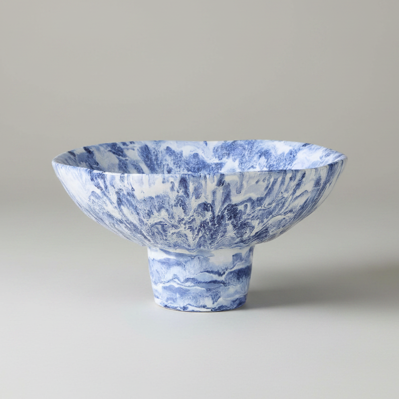 INDIGO MARBLE PEDESTAL BOWL