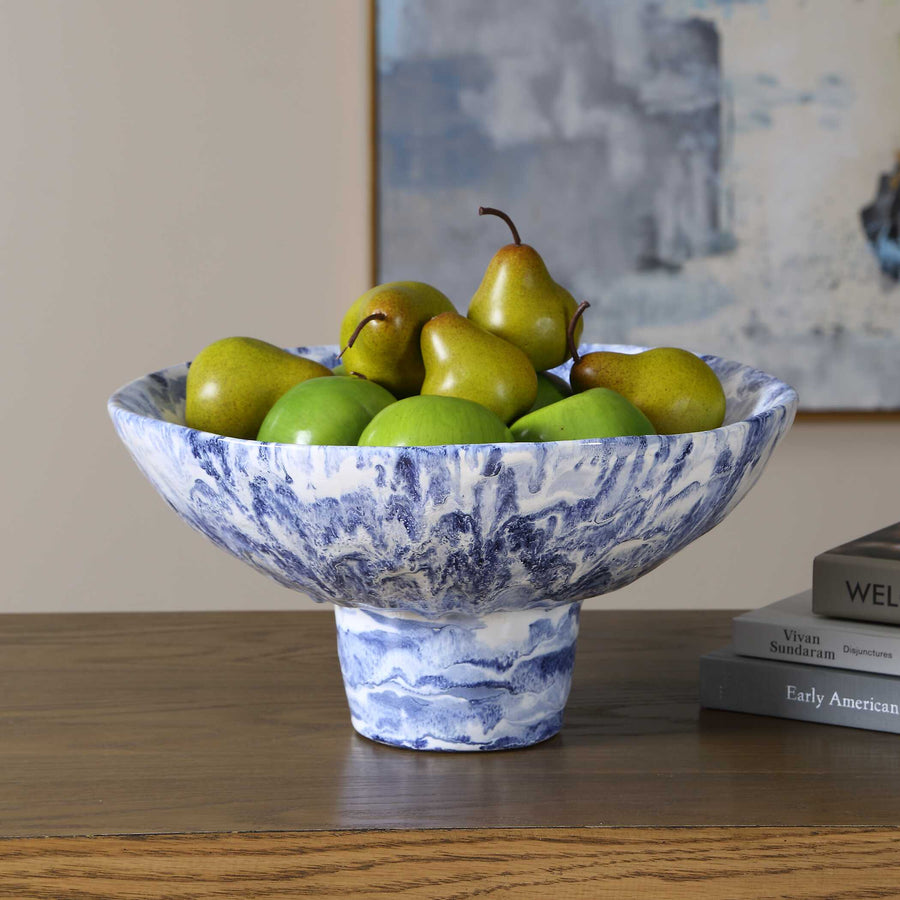 INDIGO MARBLE PEDESTAL BOWL