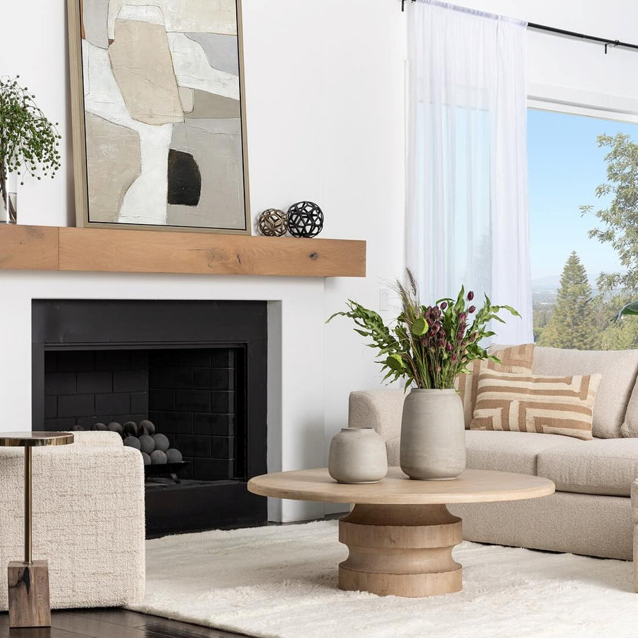 ADLER LIGHT WOODEN ROUND COFFEE TABLE