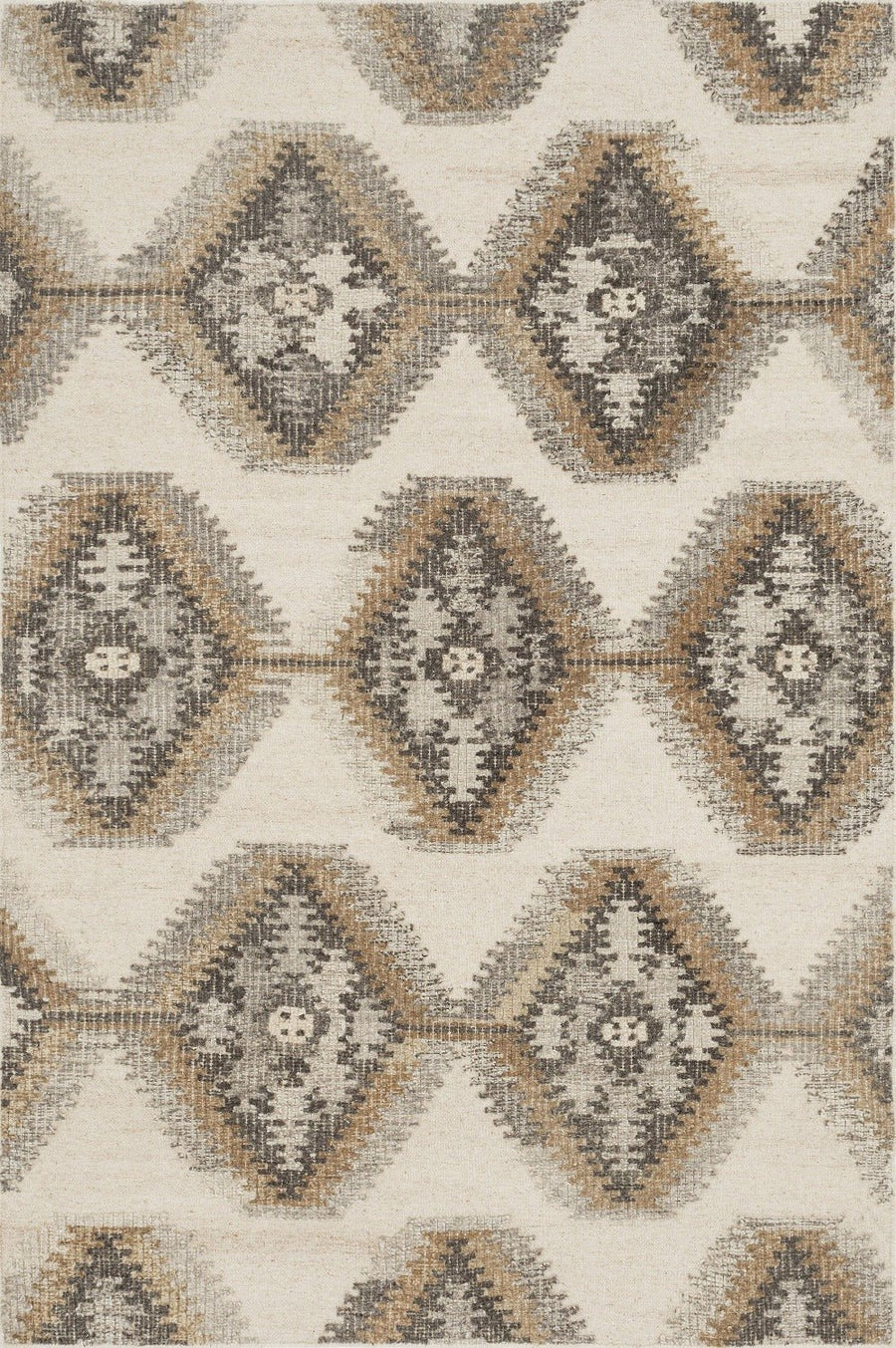 AKINA 03 HAND - WOVEN WOOL RUG: IVORY, CAMEL