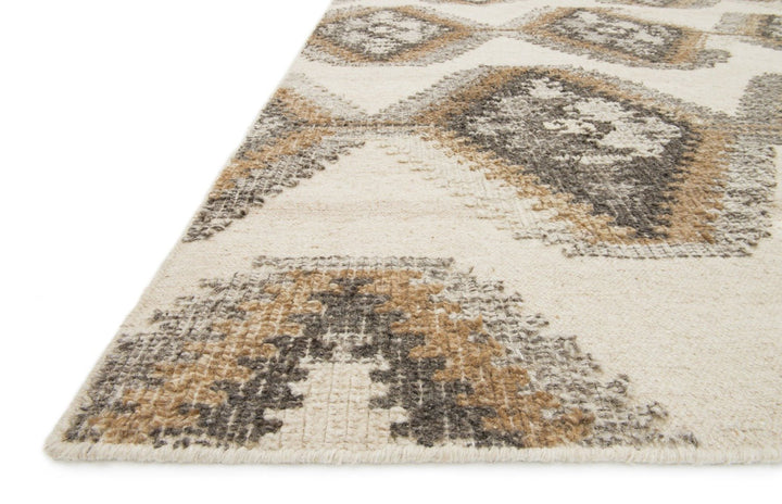 AKINA 03 HAND - WOVEN WOOL RUG: IVORY, CAMEL