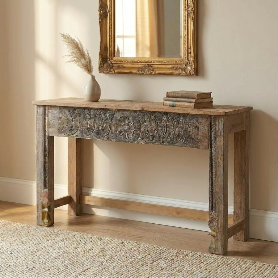 ALBA CARVED WOOD CONSOLE TABLE
