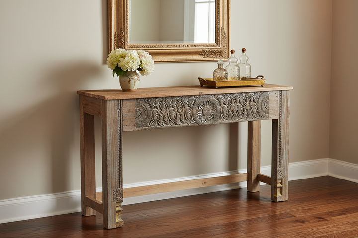 ALBA CARVED WOOD CONSOLE TABLE