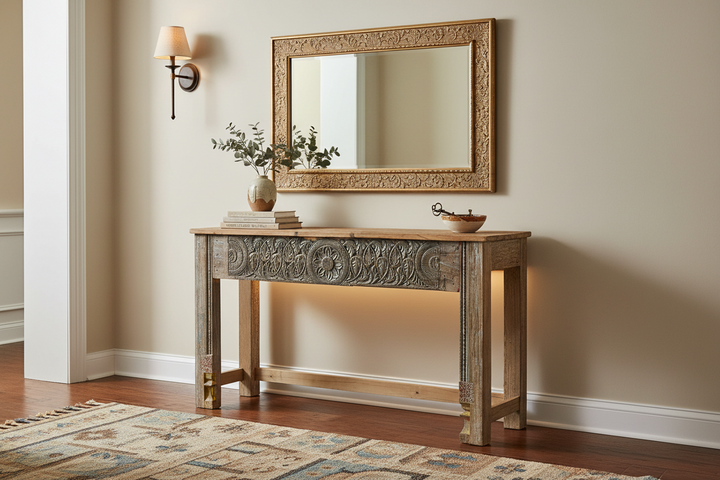 ALBA CARVED WOOD CONSOLE TABLE