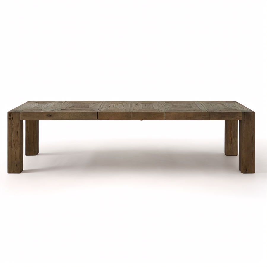 Wooden dining table on a white background