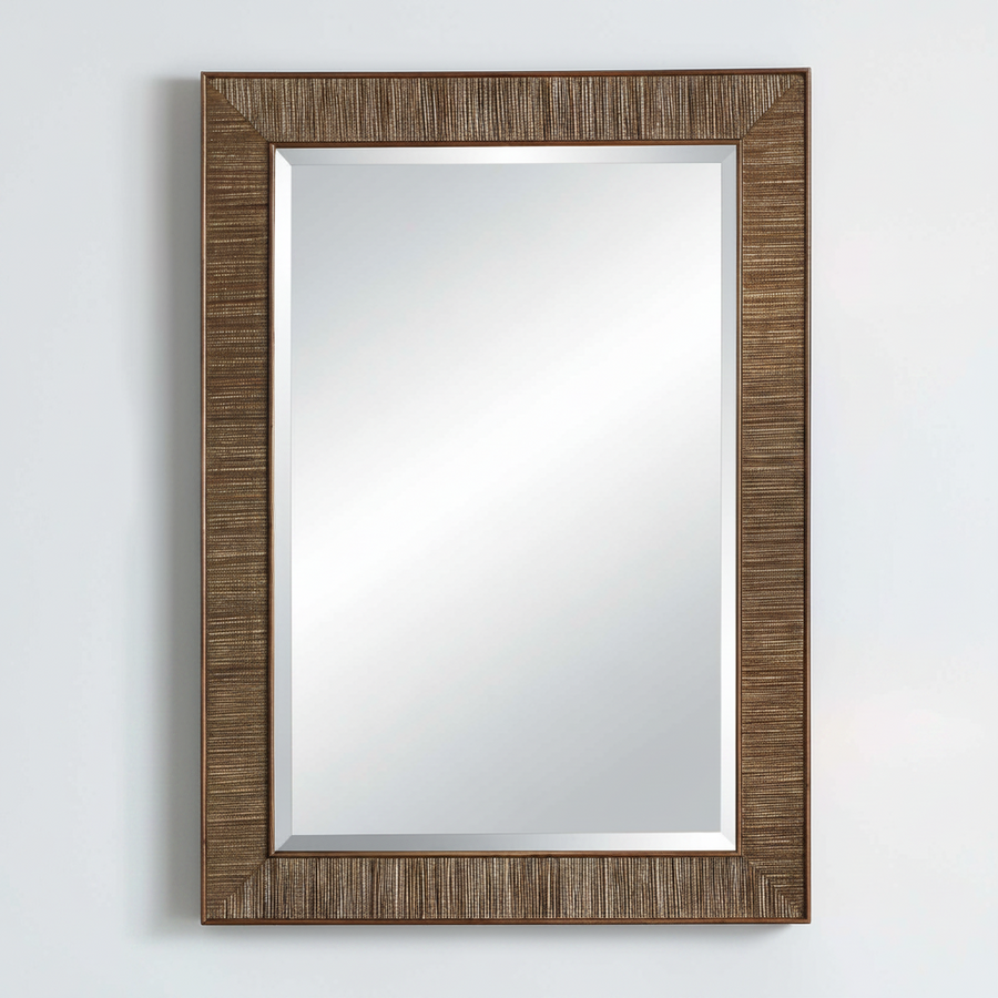 ALDOUS WALNUT & GRASSCLOTH MIRROR