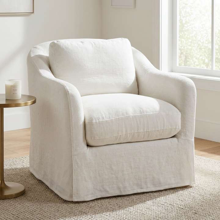 ALMA LINEN SLIPCOVER SWIVEL CHAIR