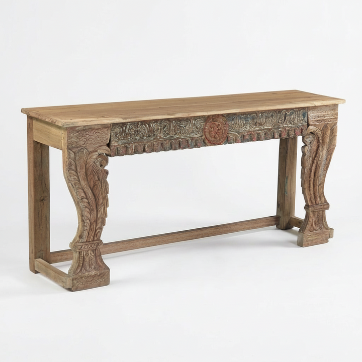 ALVA ANTIQUE CARVED WOOD CONSOLE TABLE