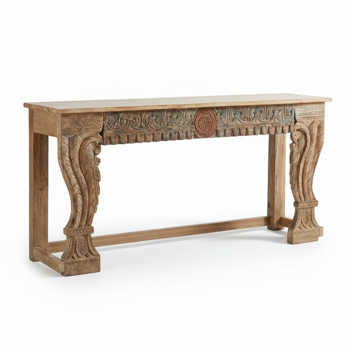 ALVA ANTIQUE CARVED WOOD CONSOLE TABLE
