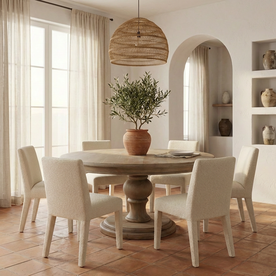 round wooden table isolated
