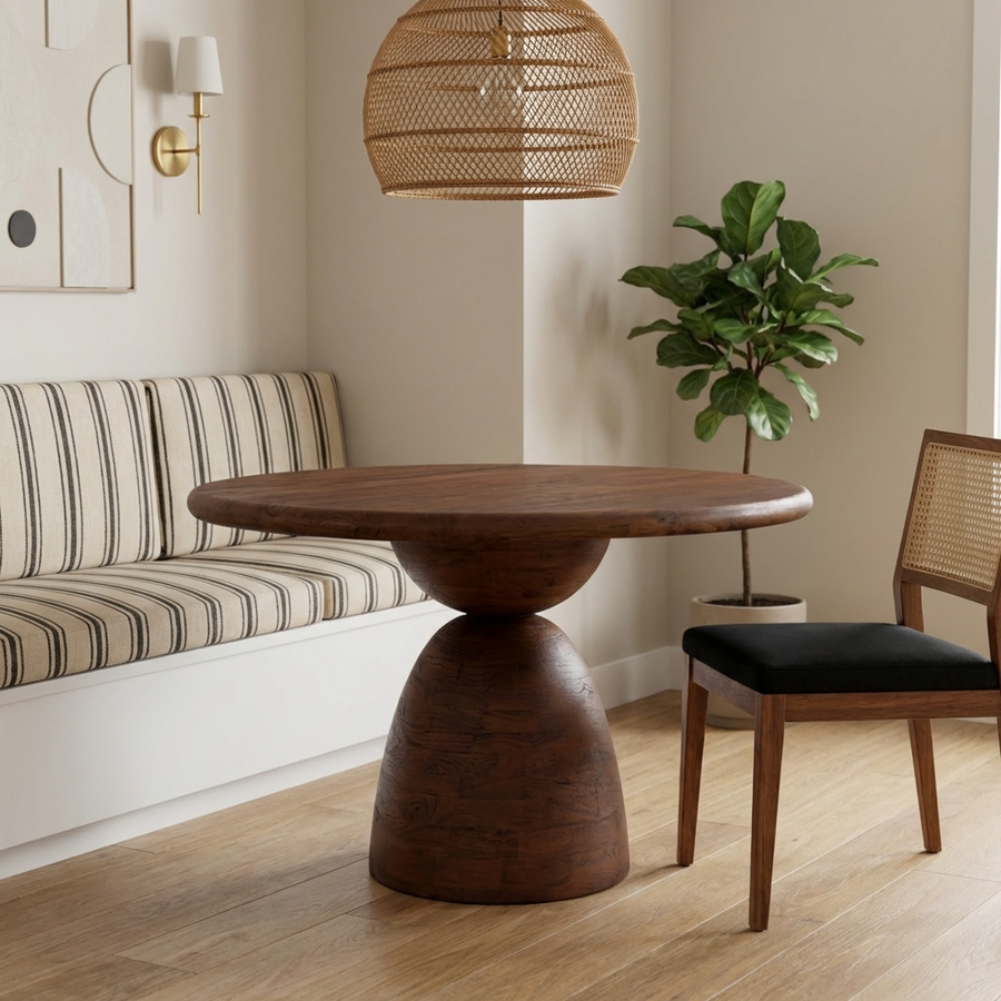 AMBER ROUND MANGO WOOD DINING TABLE