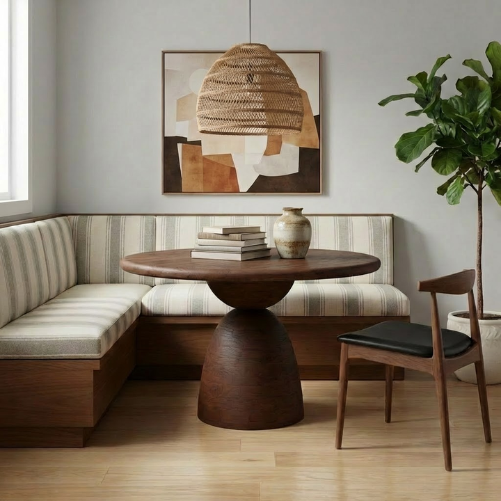 AMBER ROUND MANGO WOOD DINING TABLE