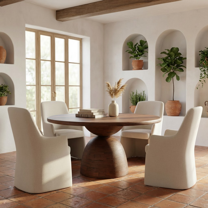 AMBER ROUND MANGO WOOD DINING TABLE