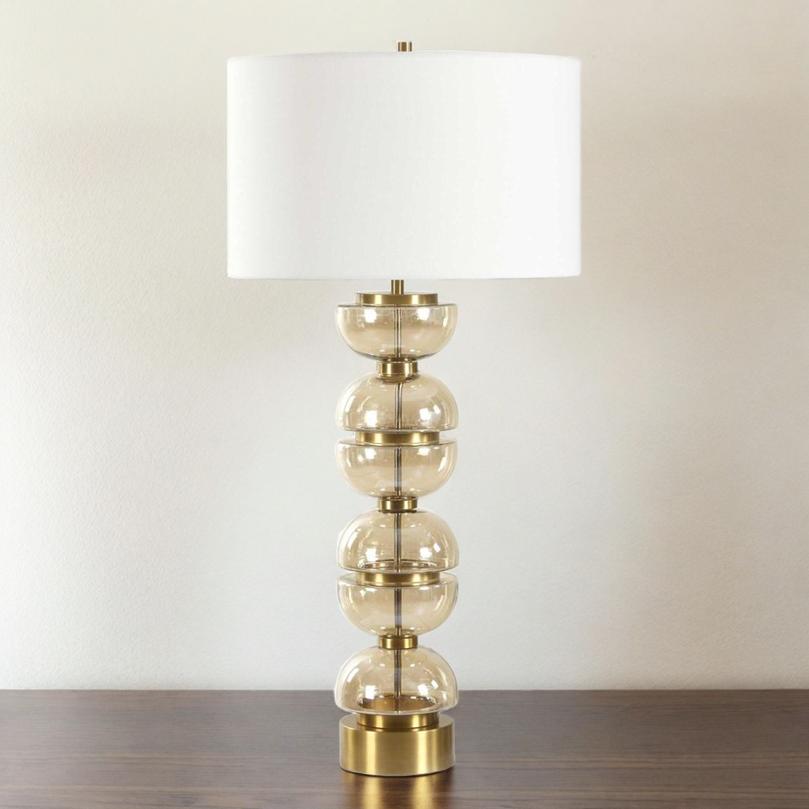 AMBER GLASS HALF-SPHERE TABLE LAMP