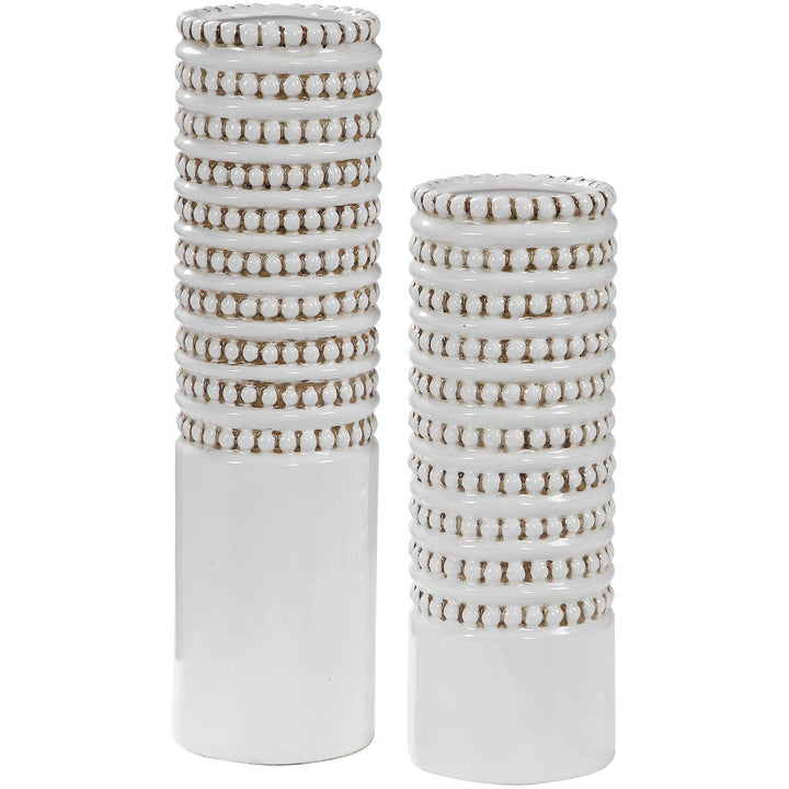 ANGELOU WHITE CERAMIC VASES | SET OF 2