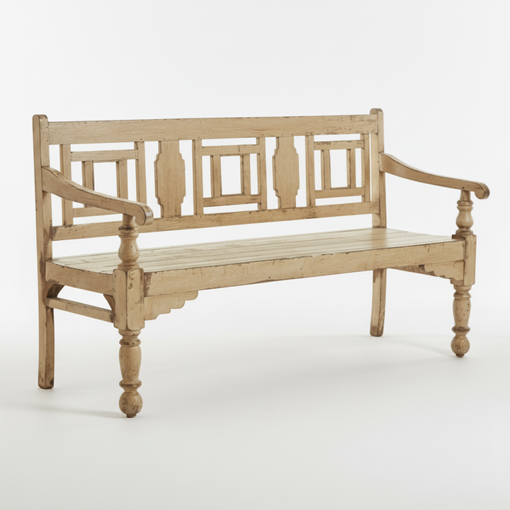 ANTIQUE COLONIAL TEAK BENCH