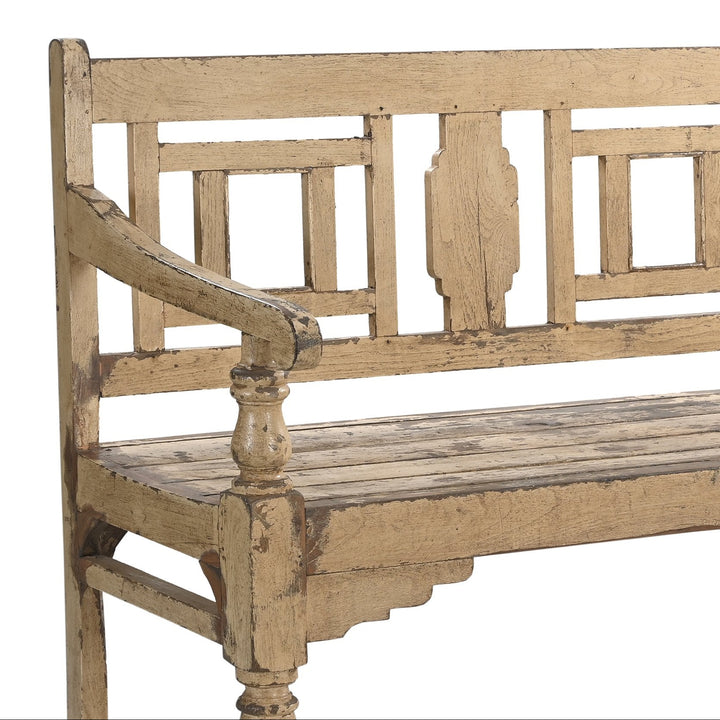 ANTIQUE COLONIAL TEAK BENCH