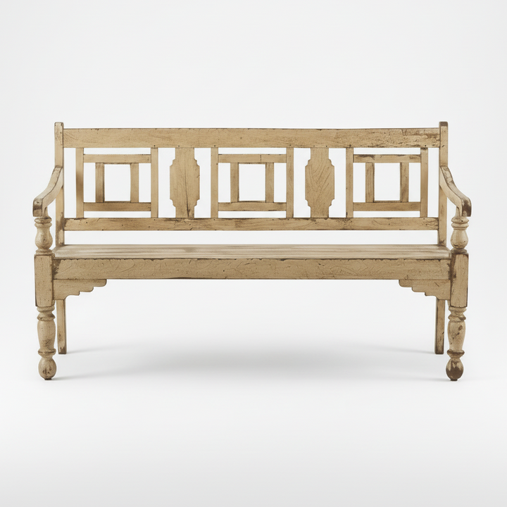 ANTIQUE COLONIAL TEAK BENCH