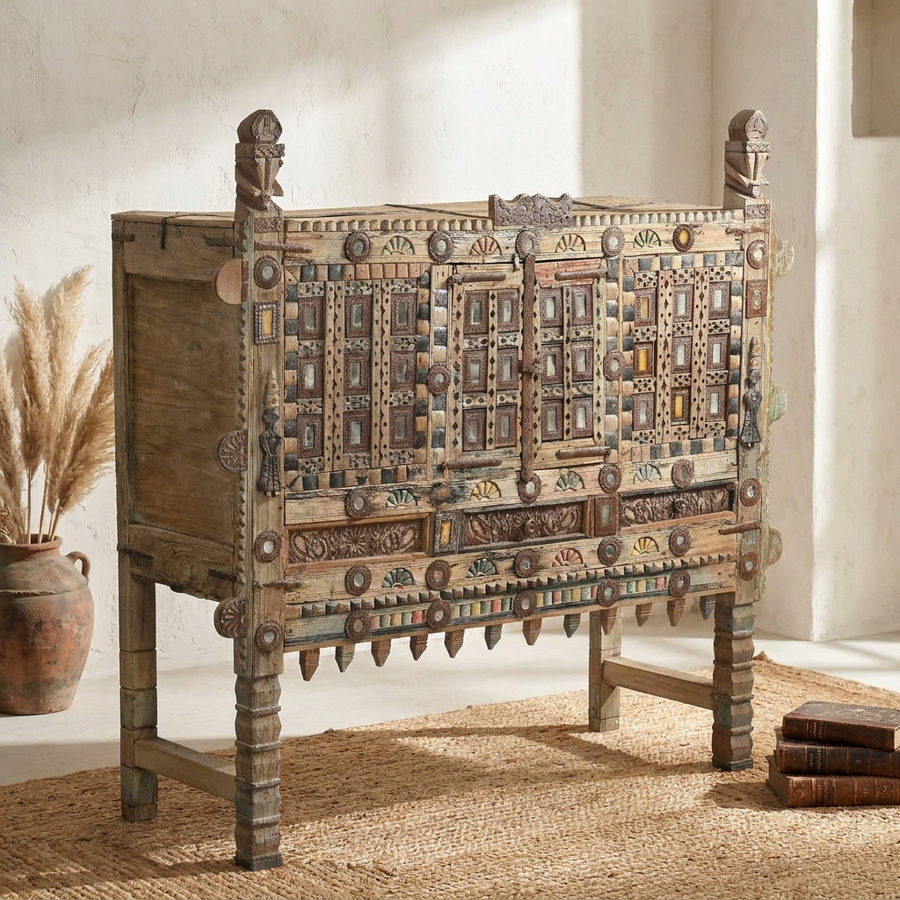 ANTIQUE INDIAN DAMCHIYA CABINET